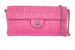 East West Chocolate Bar Flap Bag, Lambskin, Pink, 6316426(2002), DB/B, 2*
